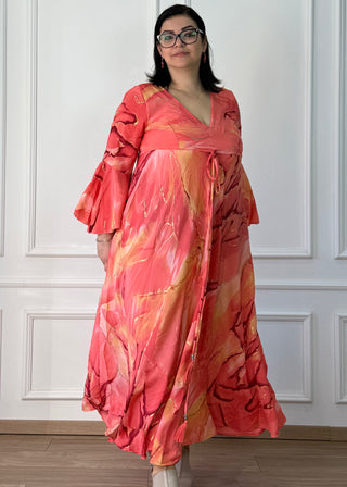 Rochie maxi cu mâneci evazate