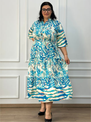 Rochie femeiască din viscoză cu model abstract