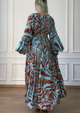 Rochie maxi cu mâneci evazate