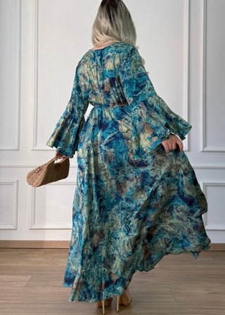 Rochie maxi cu mâneci evazate