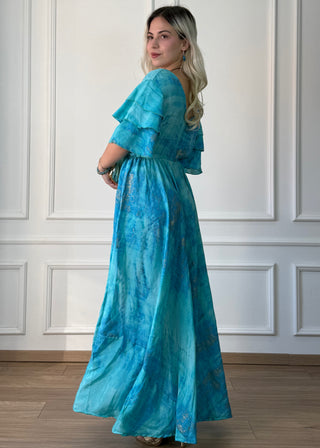 Rochie maxi cu mâneci stratificate