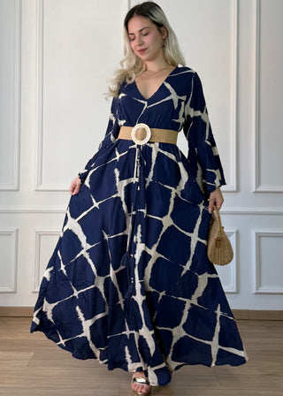 Rochie maxi cu mâneci evazate