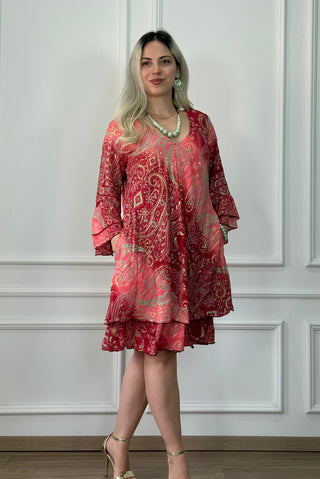 A-line tunic dress with ruffled sleeves