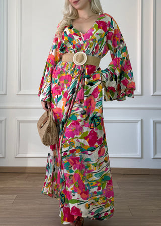 Rochie maxi cu mâneci evazate