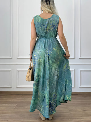 Széles pántos ruha gumis derékkal