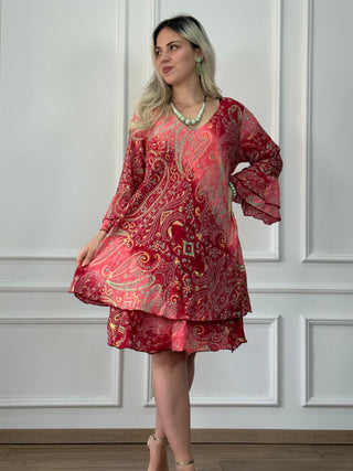 A-line tunic dress with ruffled sleeves