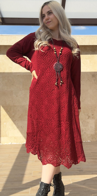 Knitted wool blend dress with pockets